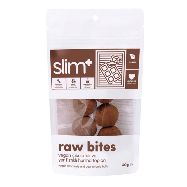 SLİMPLUS Kakao Vegan Çikolatalı Glutensiz Raw Bites Hurma Topları 60g
