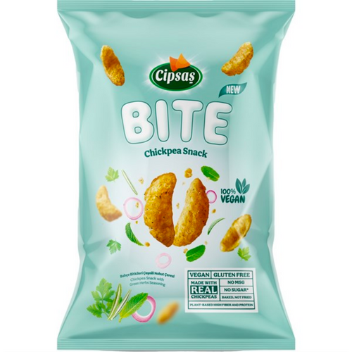 CİPSAŞ Bite Bahçe Bitkileri Çeşnili Nohut Cipsi 65gCİPSAŞ Bite Bahçe Bitkileri Çeşnili Nohut Cipsi 65g