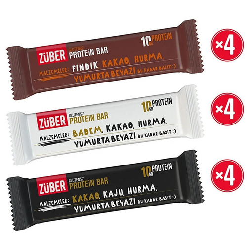 ZÜBER Protein Bar Deneme Paketi (12 Adet)