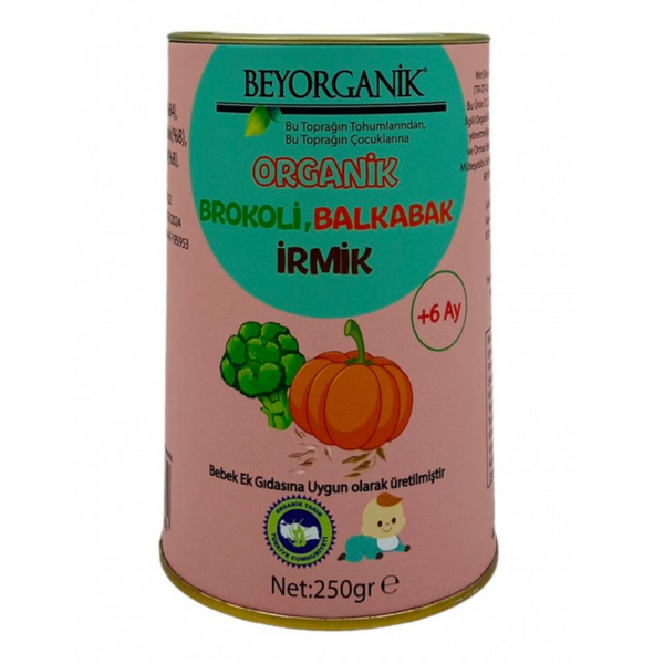 BEYORGANİK Bebek Ek Gıdası Organik Brokoli Balkabak İrmik +6 ay 250g