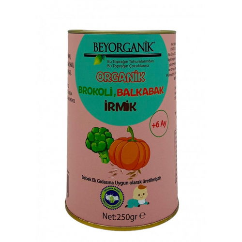 BEYORGANİK Bebek Ek Gıdası Organik Brokoli Balkabak İrmik +6 ay ( Ek gıda) 250gr