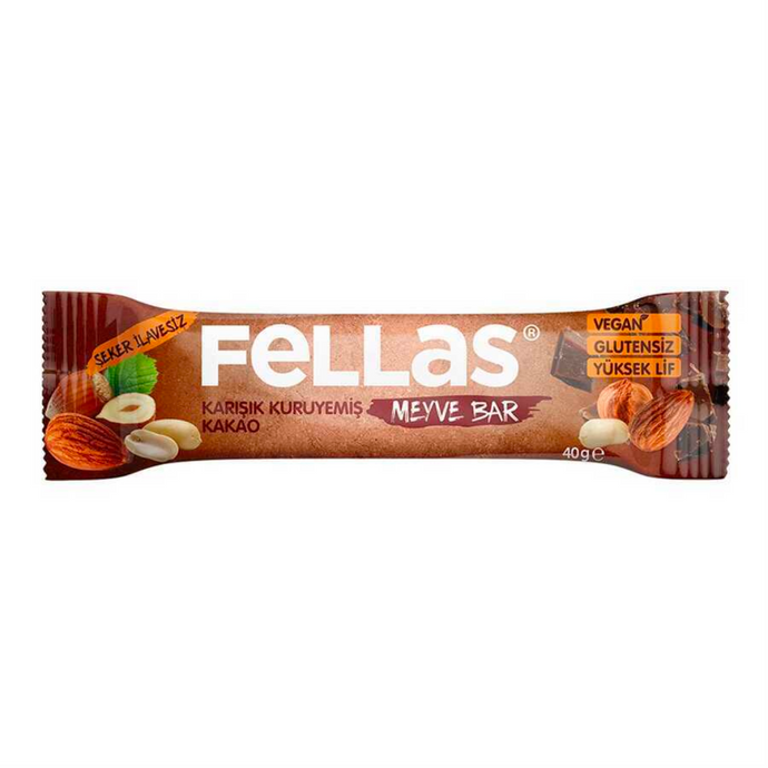 FELLAS Karışık Kuruyemişli Kakaolu Meyve Bar 40 Gr