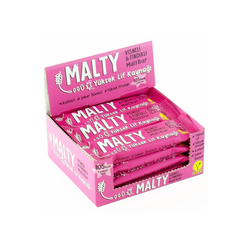 MALTY Vişneli & Fındıklı Ve Maltlı Meyve Barı 34 G x 12 Adet