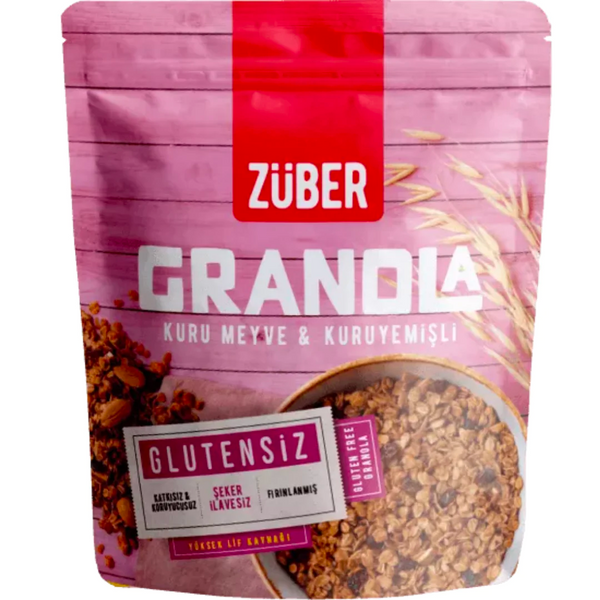 ZÜBER Glutensiz Kuru Meyve & Kuruyemişli Granola 180g