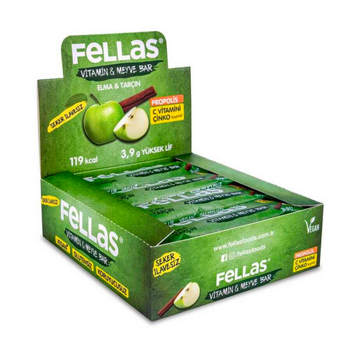 FELLAS Elmalı ve Tarçınlı Vitamin & Meyve Bar 35g X 12