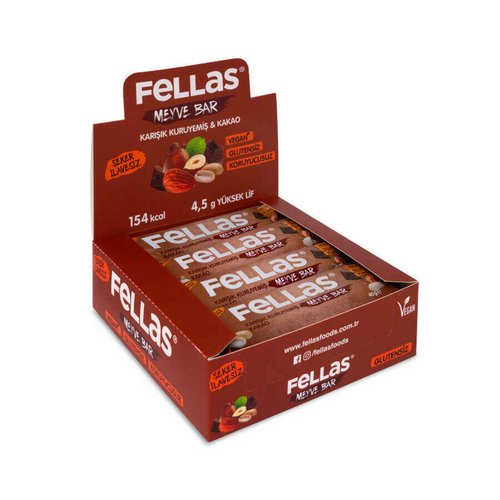 FELLAS Karışık Kuruyemişli Kakaolu Meyve Bar 40G X 12