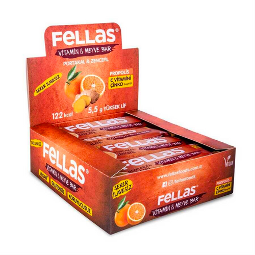 FELLAS Portakallı ve Zencefilli Vitamin & Meyve Bar 35g X 12