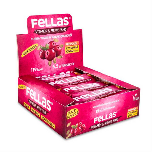 FELLAS Turna Yemişi ve Kabak Çekirdeği Vitamin & Meyve Bar 35g X 12