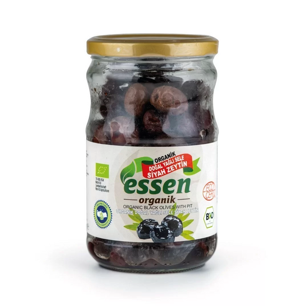 ESSEN ORGANİK Organik Yağlı Sele Süper Siyah Zeytin İri Boy 390g