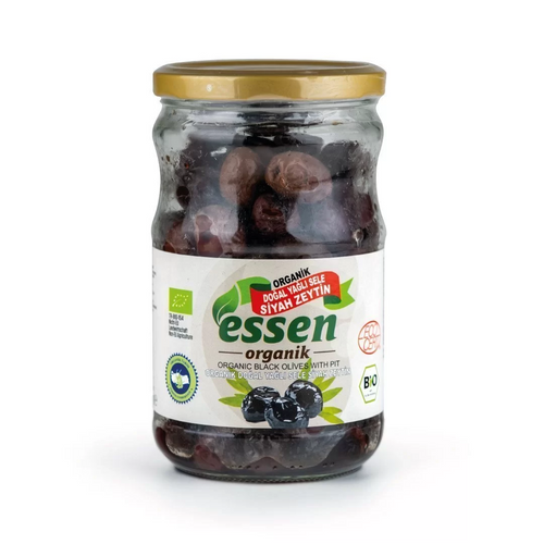 ESSEN ORGANİK Organik Yağlı Sele Süper Siyah Zeytin İri Boy-660 cc / 390g