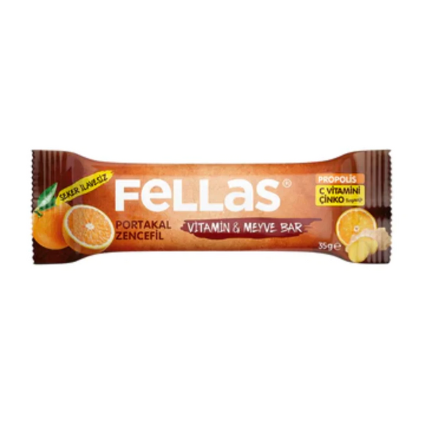 FELLAS Portakallı ve Zencefilli Vitamin & Meyve Bar 35g