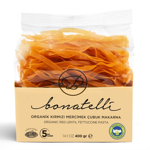 BONATELLİ Organik Kırmızı Mercimek Çubuk Makarna 400 gr