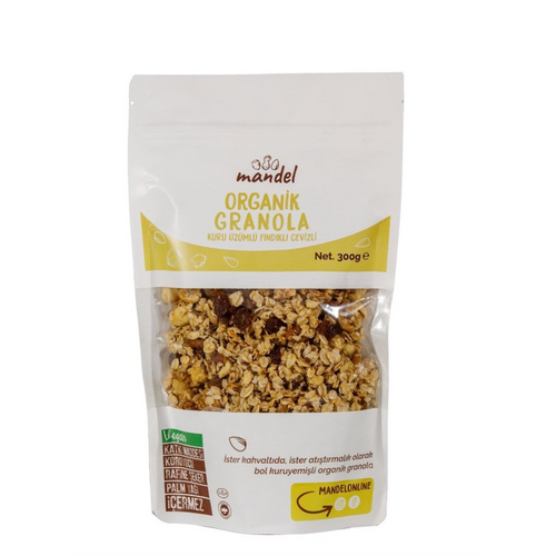 MANDEL Organik Üzümlü Fındıklı Cevizli Granola 300 gr