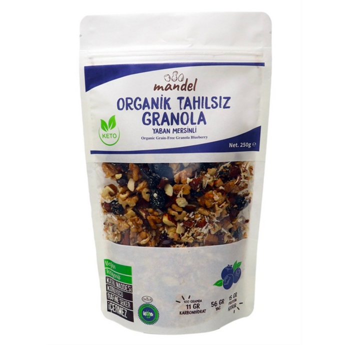 MANDEL Organik Tahılsız Yaban Mersinli Granola 250g