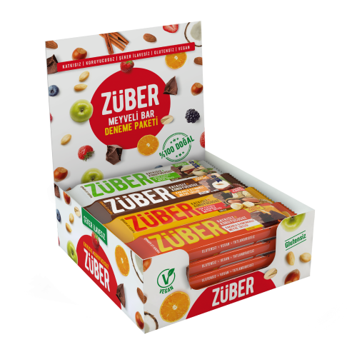 ZÜBER Karışık Kakaolu Meyve Bar Paketi (10 Adet)