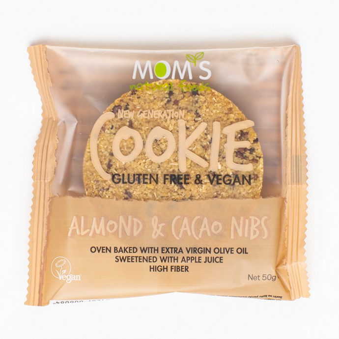 MOM'S NATURAL FOODS Almond & Cacao Nibs Gluten Free Cookie 50g