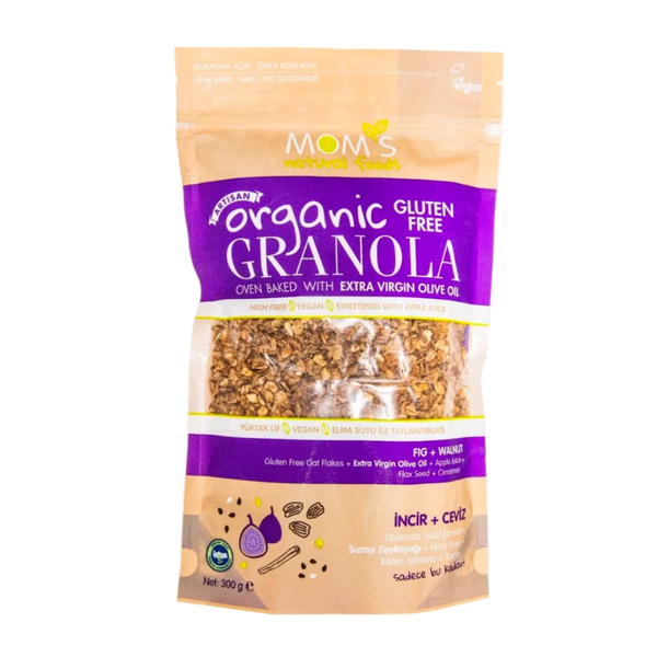 MOM'S NATURAL FOODS Organik Glutensiz İncir & Ceviz Granola 300g