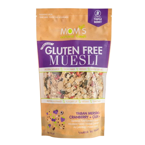 MOM'S NATURAL FOODS Glutensiz Muesli Çilek Blueberry Cranberry 300g