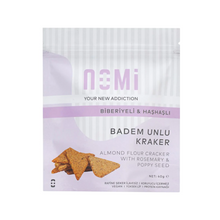 Görseli Galeri görüntüleyiciye yükleyin, NOMİ Biberiyeli &amp; Haşhaşlı Badem Unlu Kraker 40 G7
