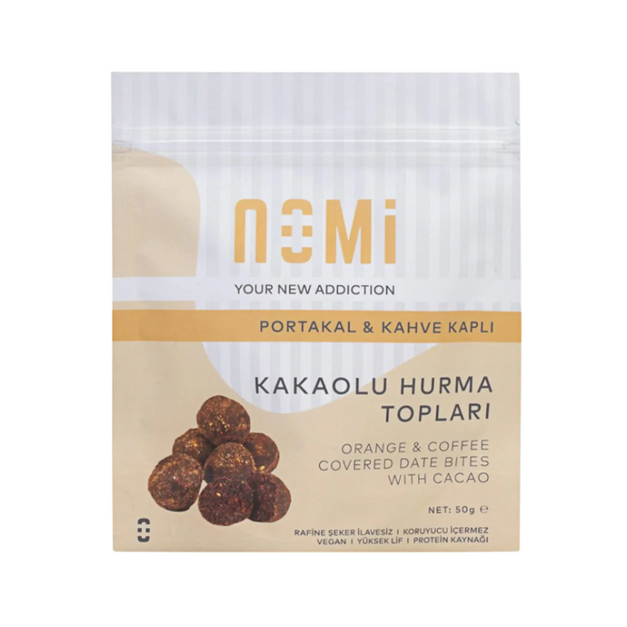 NOMİ Portakal & Kahve Kaplı Kakaolu Hurma Topları 50 G