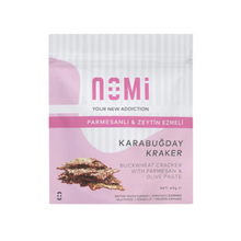 Görseli Galeri görüntüleyiciye yükleyin, NOMİ Parmesanlı &amp; Zeytin Ezmeli Karabuğday Kraker 40 G
