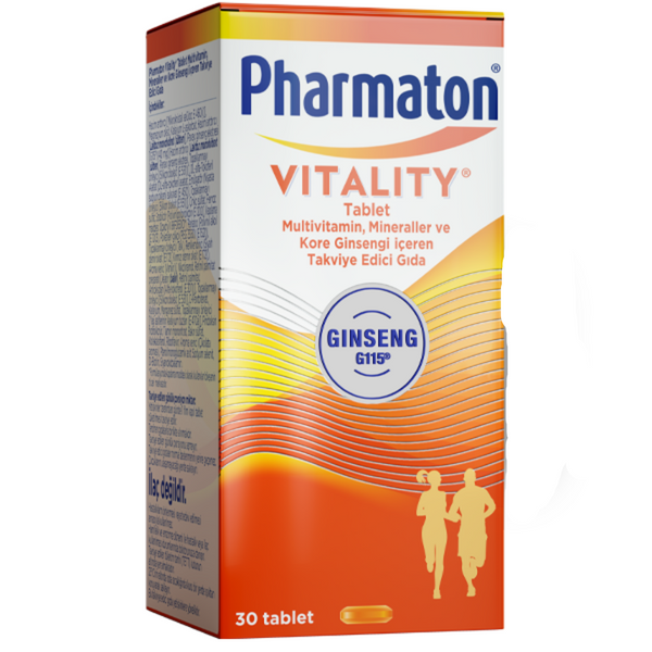 Pharmaton Vitality Ginseng G115, 11 Vitamin ve 6 Mineral içeren Takviye Edici Gıda 30 Tablet