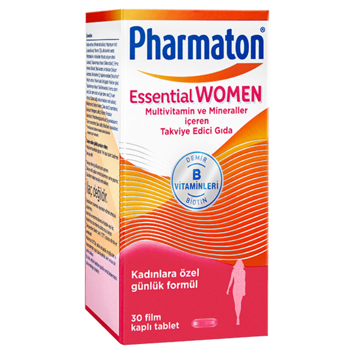 PHARMATON Essential Women Biotin, Demir, Vitamin B, Multivitamin ve Mineraller 30 Tablet