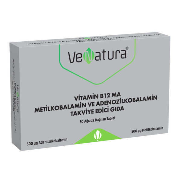 VENATURA Vitamin B12 MA Metilkobalamin ve Adenozilkobalamin Takviye Edici Gıda 30 Ağızda Dağılan Tablet