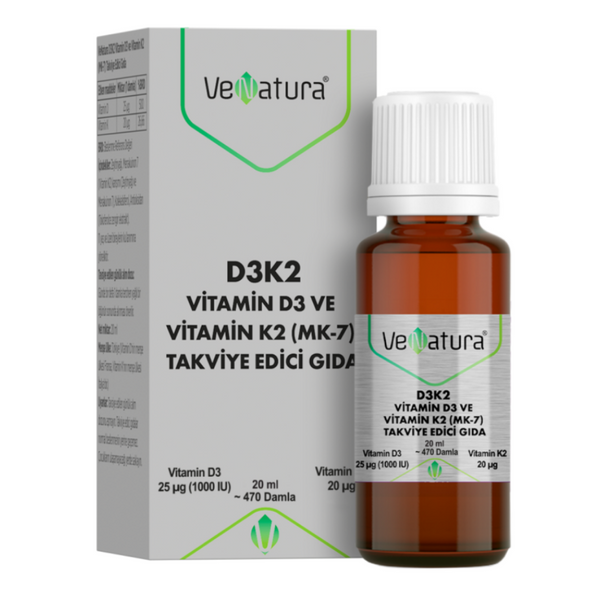 VENATURA Vitamin D3 Ve K2 (Menaquinon 7) Takviye Edici Gıda 20 ml