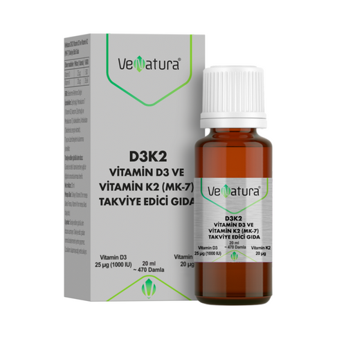 VENATURA Vitamin D3 Ve K2 (Menaquinon 7) Takviye Edici Gıda