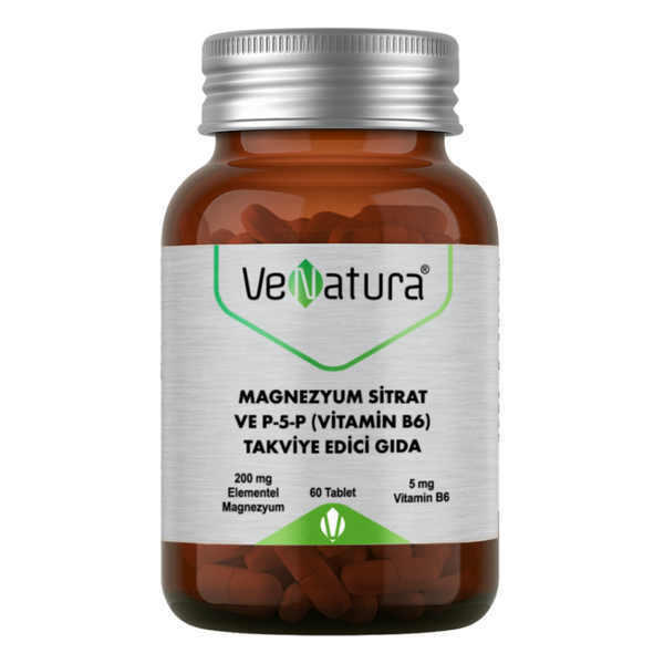 VENATURA Magnezyum Sitrat ve P-5-P (Vitamin B6) Takviye Edici Gıda 60 Tablet