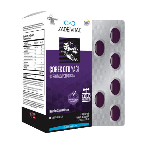 ZADE VITAL Çörek Otu Yağı İçeren Takviye Edici Gıda 60 Kapsül