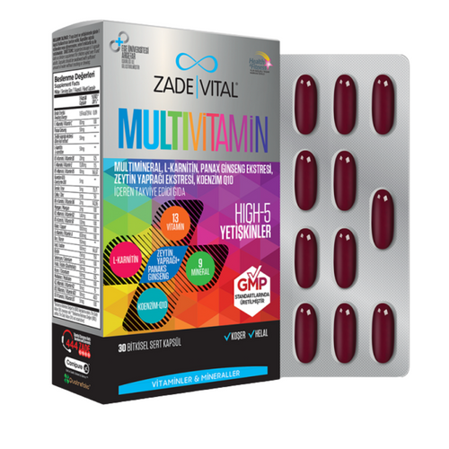 ZADE VITAL Multivitamin 30 Bitkisel Kapsül 