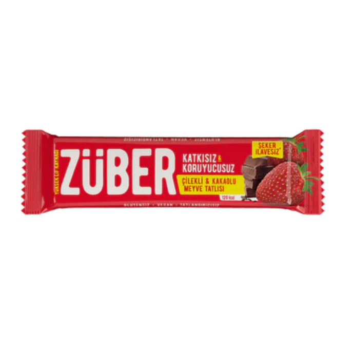 ZÜBER Çilekli Kakaolu Meyve Bar 40g