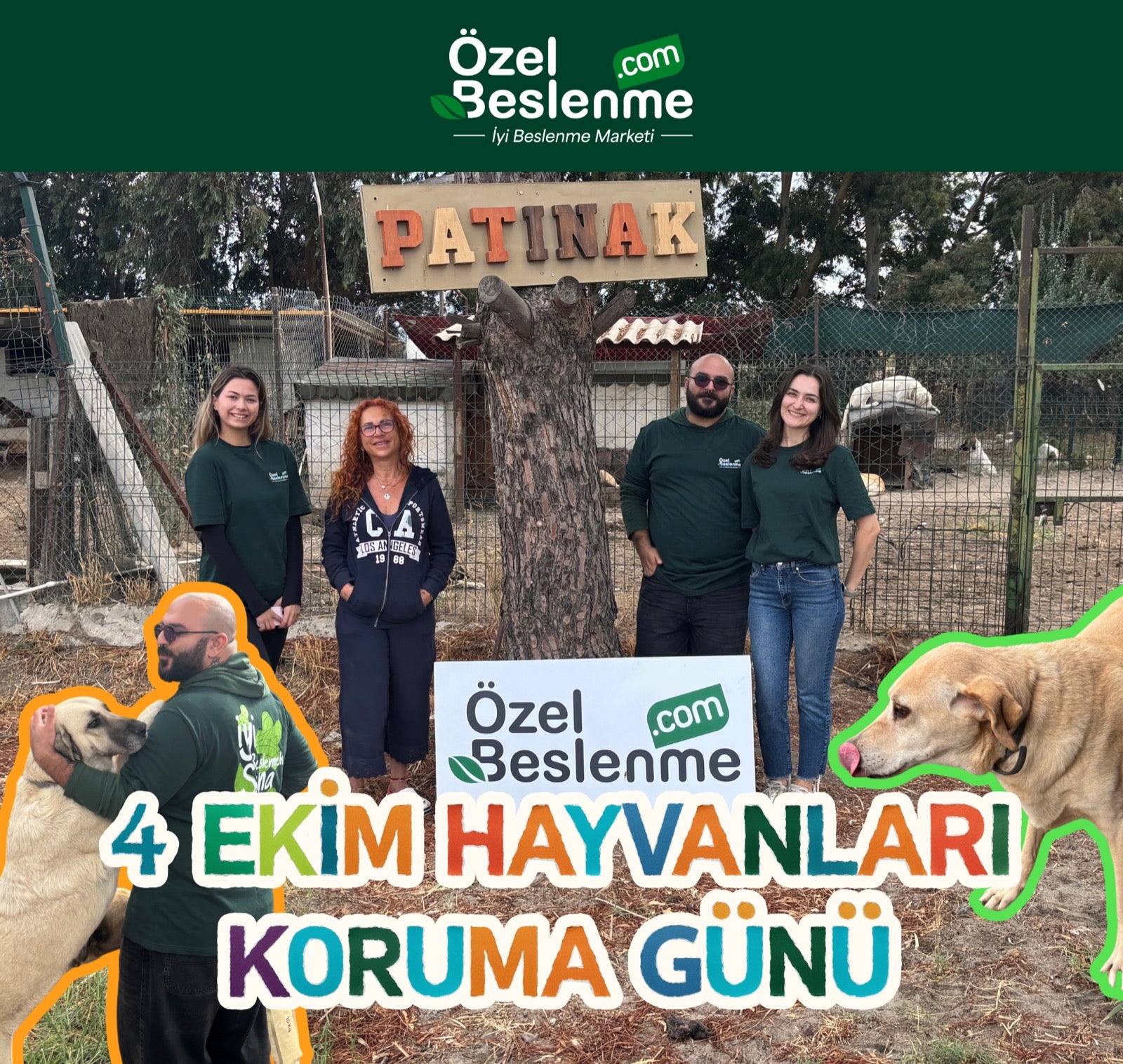 ÖzelBeslenme.com ekibi Patinak’ta; patili dostlarımızla 4 Ekim Hayvanları Koruma Günü kolajı.